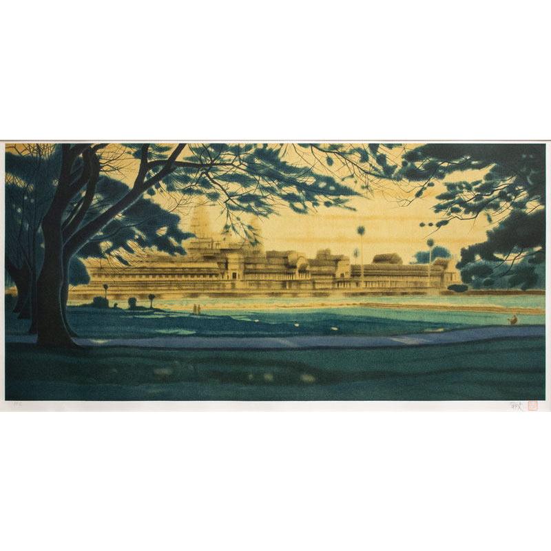 平山郁夫「 アンコールワット遺跡 朝暘 」リトグラフ 版画 絵画 日本画