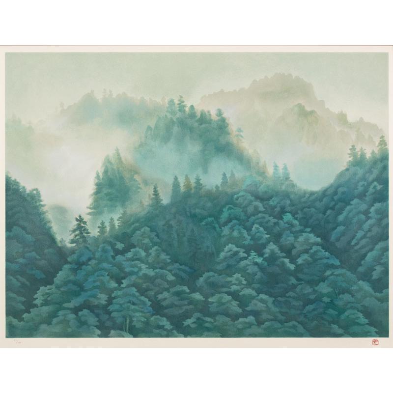 東山魁夷 生前作「 深山湧雲 」 リトグラフ 版画 日本画 絵画 ひがし