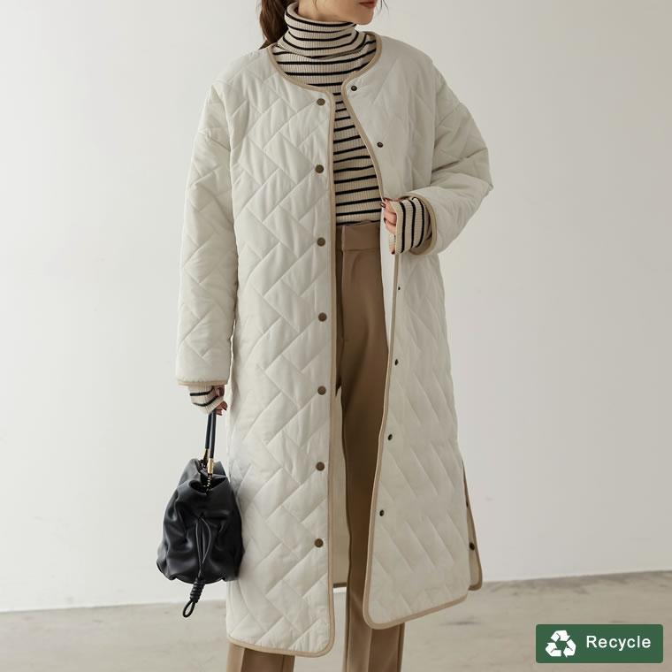 Re:EDIT（リエディ） ロングコート レディース 中綿 パイピング 軽量