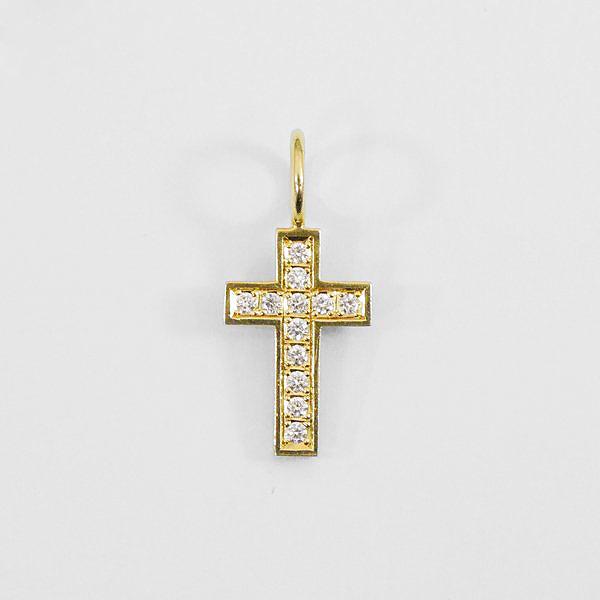 SJX エスジェイエックス K18 YG クロス ペンダント トップ