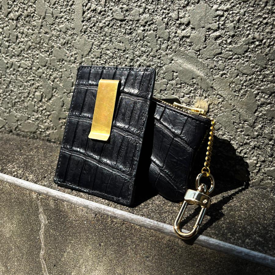 本革 クロコダイル カードケース クロコ 名刺ケース マネークリップ付