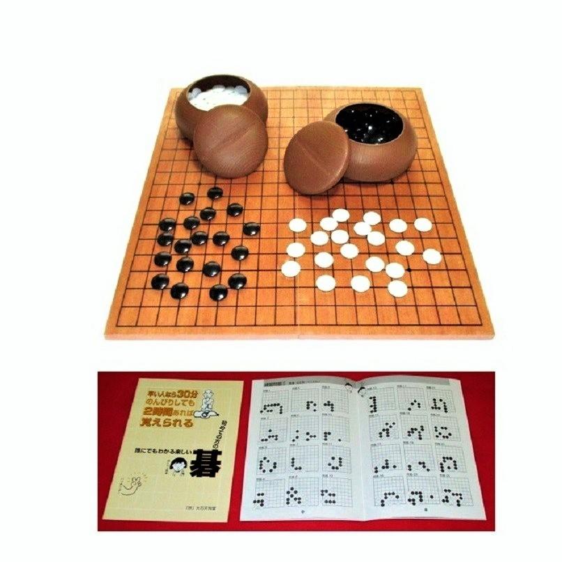 新品】(入門書付) 囲碁セット 囲碁入門セット 19路 折碁盤 碁石 碁笥