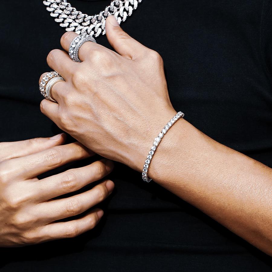 モアサナイト テニスブレスレット ブレスレット 3mm幅 HIPHOP ラッパー