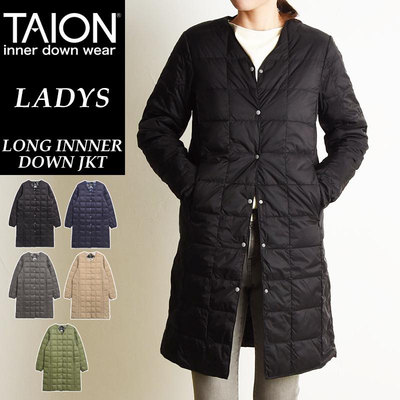 TAION（タイオン） インナーダウン ジャケット ロング Vネック ボタン