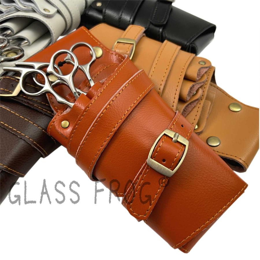 本革シザーケース スリムタイプ 本革ベルト付 送料無料 ハサミ5丁 美容