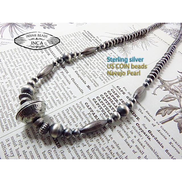 インディアンジュエリー ネックレス コイン ビーズ シルバー925