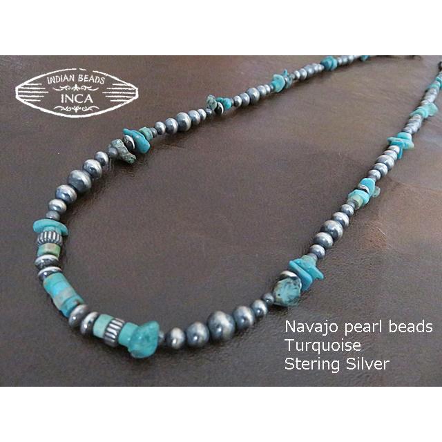 インディアンジュエリー ビーズ ネックレス ナバホパール シルバー925