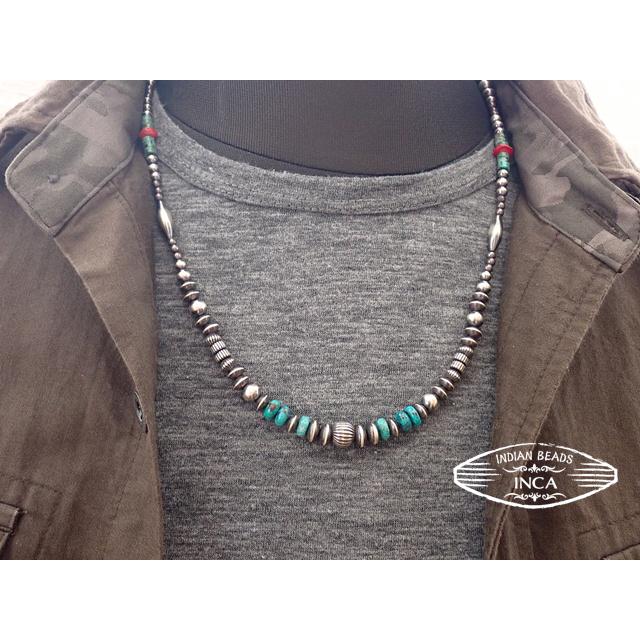 インディアンジュエリー ネックレス ターコイズ ビーズ シルバー925