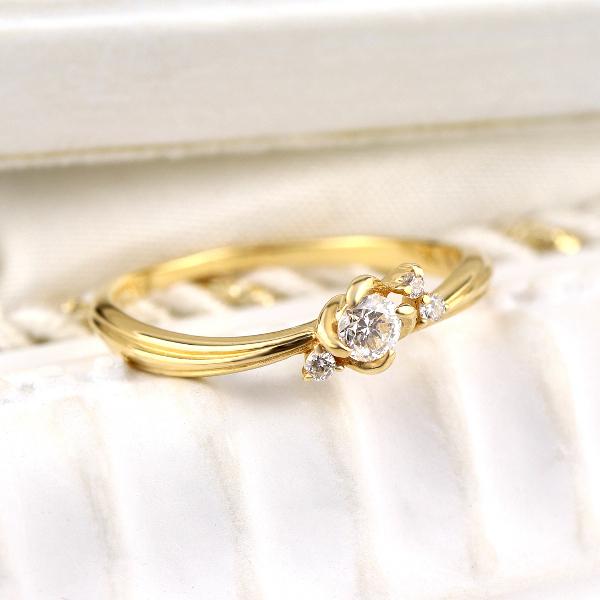 K18 ダイヤモンド フラワー リング 指輪 花 ゴールド 18金 18k 天然