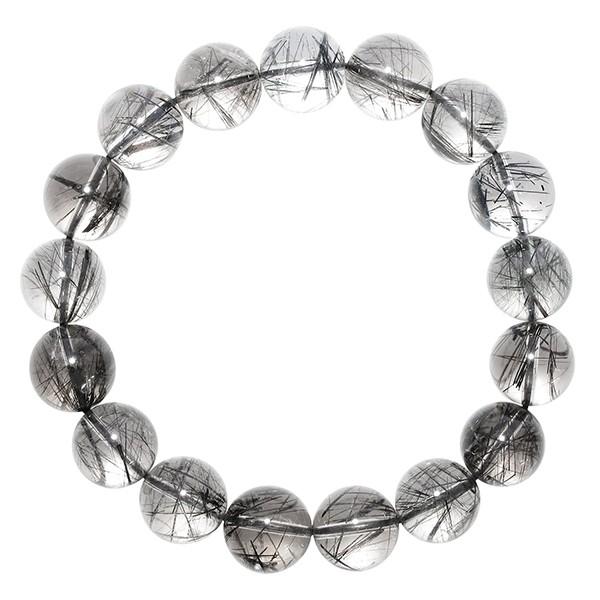 ブラックルチルクォーツ ブレスレット 12mm 18.5cm ブラックルチル