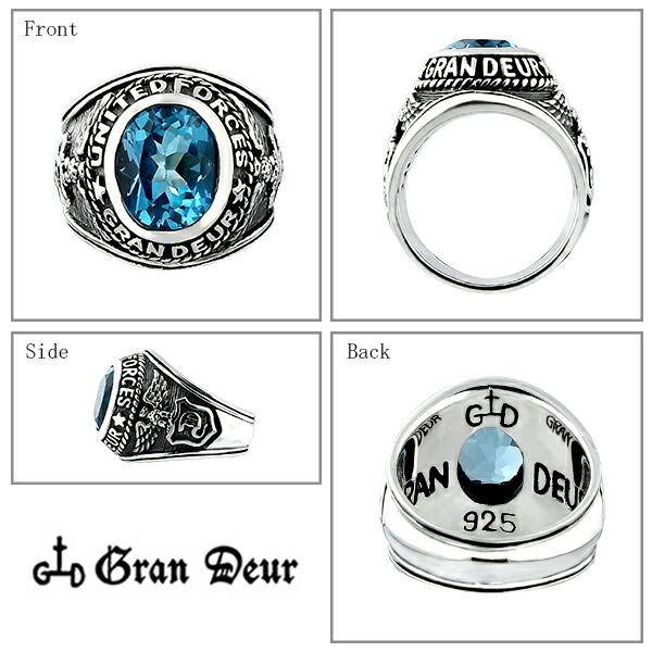 シルバーリング メンズ ブルートパーズ カレッジリング 17-25号