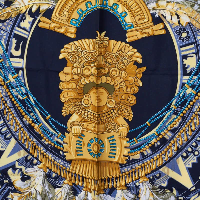 HERMES（エルメス） カレ90 mexique メキシコ 仏像 スカーフ ブラック