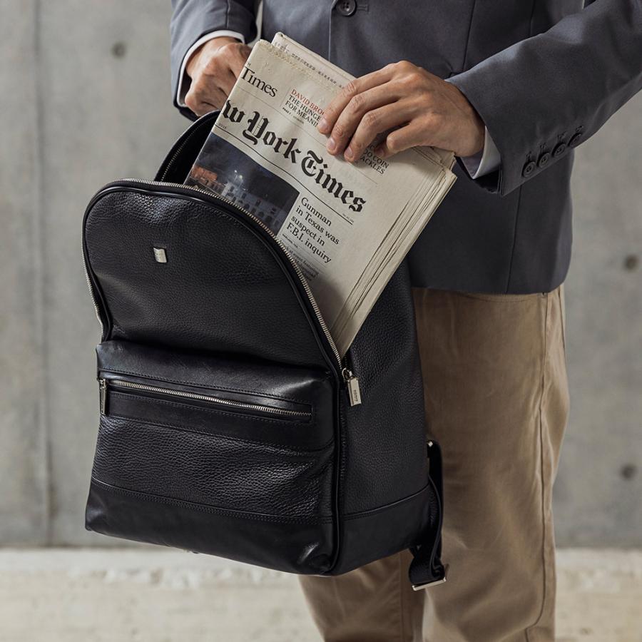 イタリア製 ソフトエンボスレザー リュックサック ビジネスバッグ