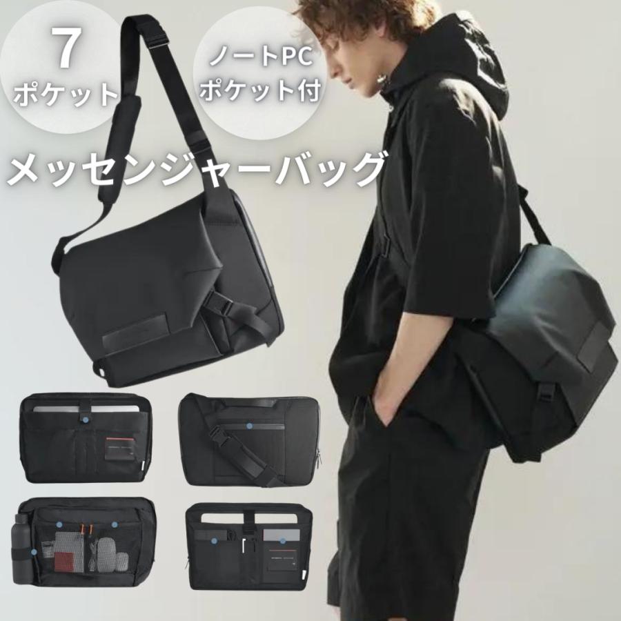 メッセンジャーバッグ メンズ 大きめ 防水 a4 大容量 キャンバス 革