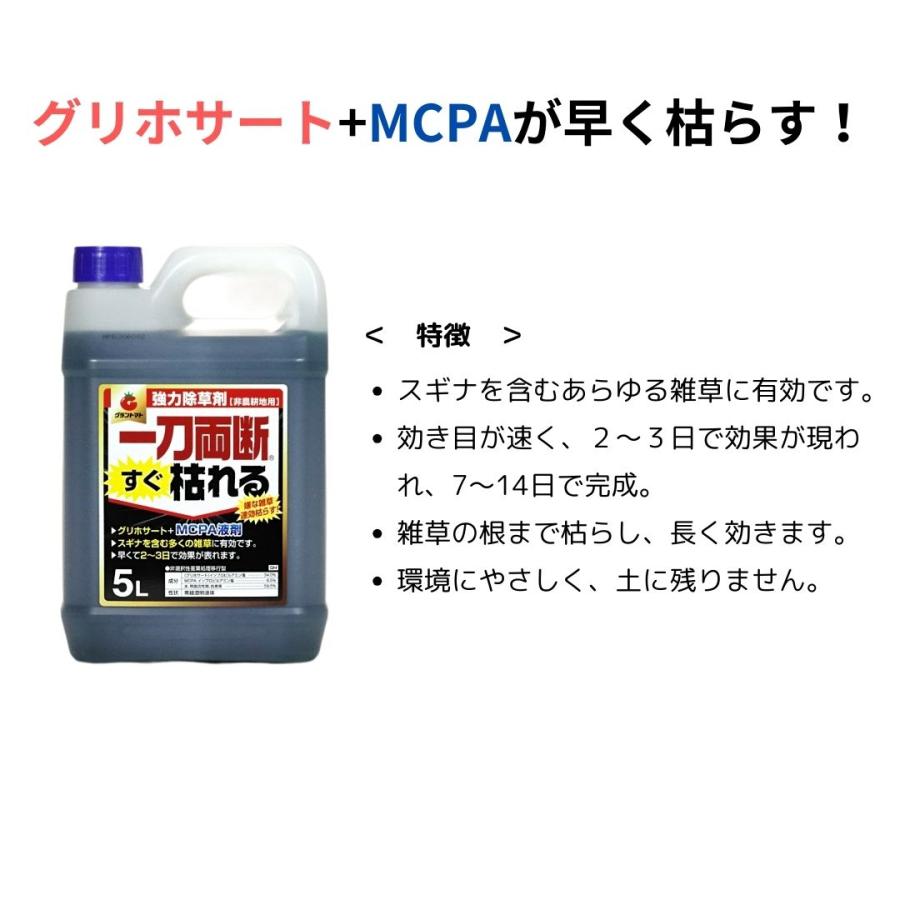 一刀両断すぐ枯れる 除草剤 5L グリホサート MCP 配合 速攻タイプ 非