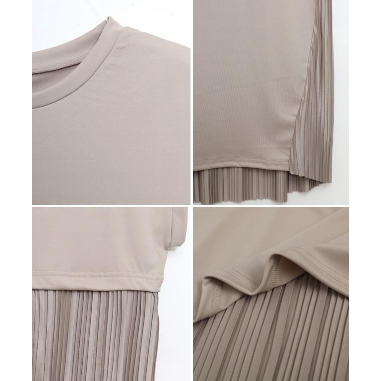 トップス レディース 半袖 夏 バックプリーツ カットソー プリーツ