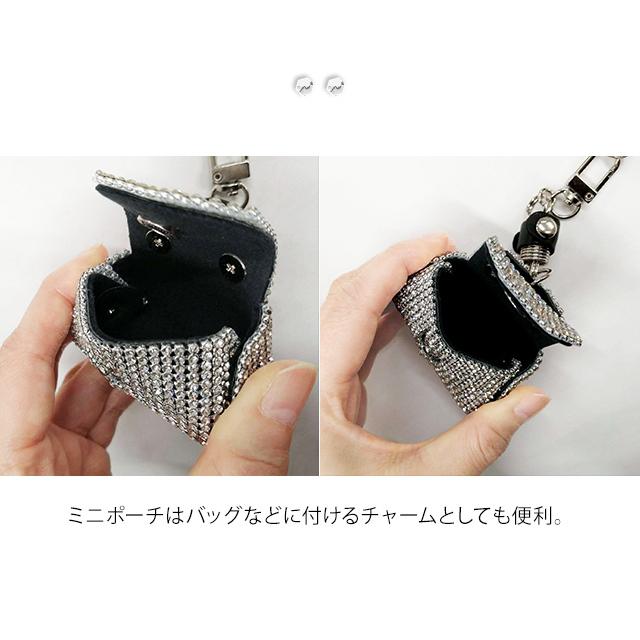 チェーンベルト ミニポーチ付き ネックレス ラインストーン シルバー