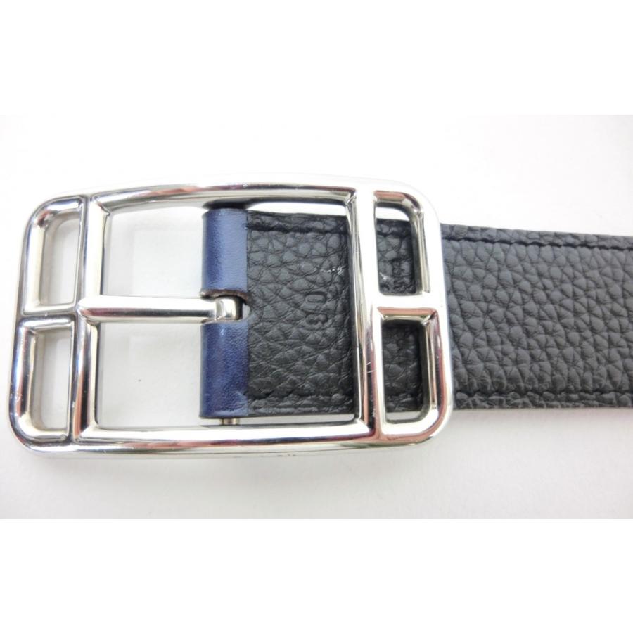 HERMES（エルメス） メンズ ベルト レザー リバーシブル 黒 紺