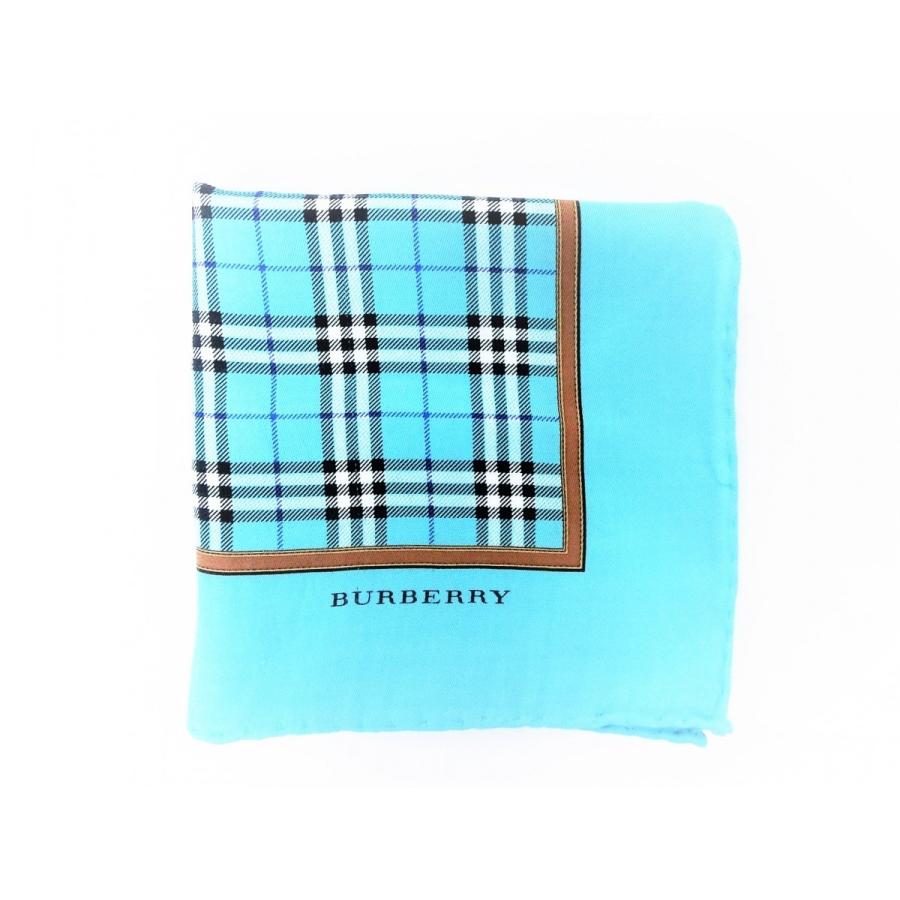 BURBERRY（バーバリー） スカーフ チーフ チェック ブルー 水色
