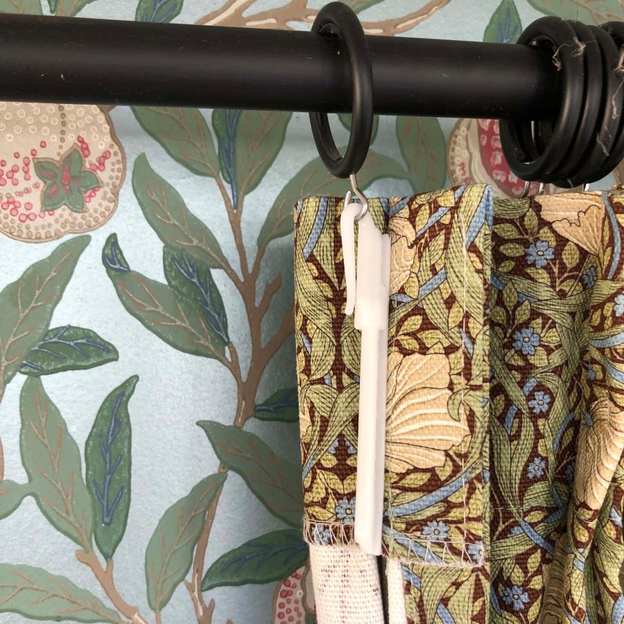 カーテン モリス柄 ピンパネルブラウン 巾180 遮光 裏地付き 1.5倍ヒダ