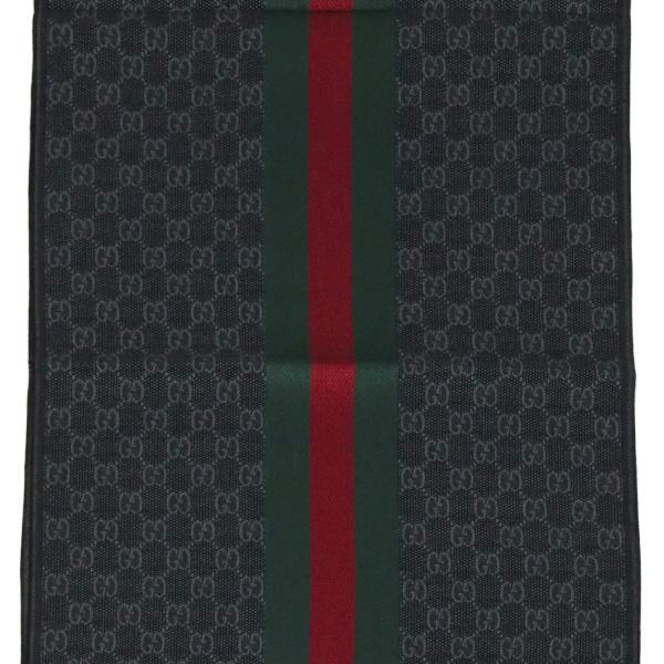 GUCCI（グッチ） GGパターン シルク混 マフラー スカーフ【BLACK