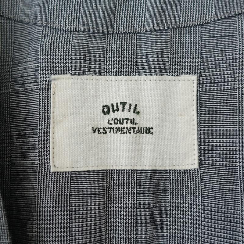 OUTIL ウティー *グレンチェックコットンリネン羽織りコート*0