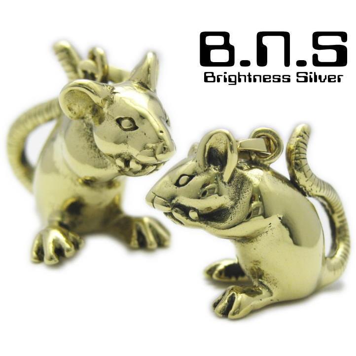 金色のねずみ マウスペンダント ブラス 真鍮 (ネックレス、ネズミ、鼠