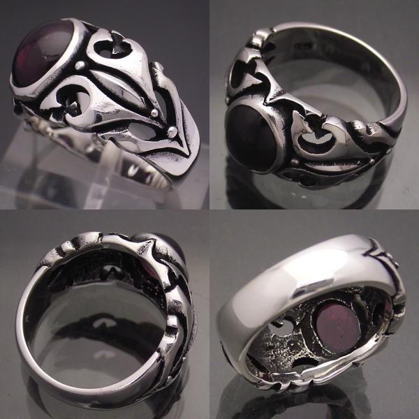 トライバルガーネットリング シルバー925 天然石 柘榴石【ring-528-R41