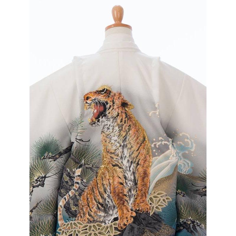 着物 5歳 虎柄の七五三着物レンタルフルセット（白系 ）｜男の子(五歳