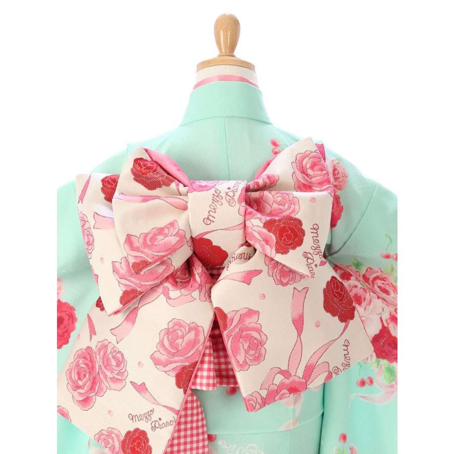 メゾピアノ｜ローズ柄の七五三着物レンタルフルセット（グリーン系