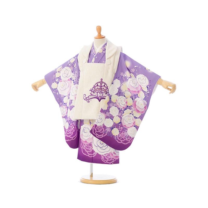 被布セット|90〜100cm|七五三着物3歳|女の子(被布)フルセット(紫系