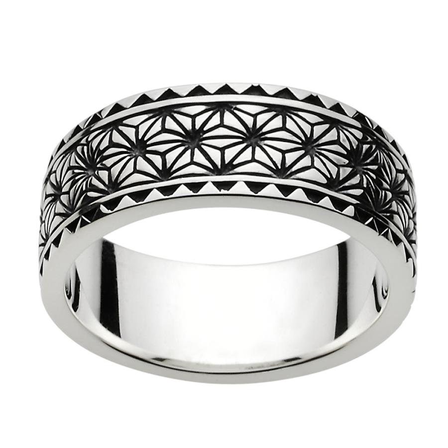 シルバーリング 指輪 メンズ 麻の葉模様 和風 和柄 日本 オリエンタル