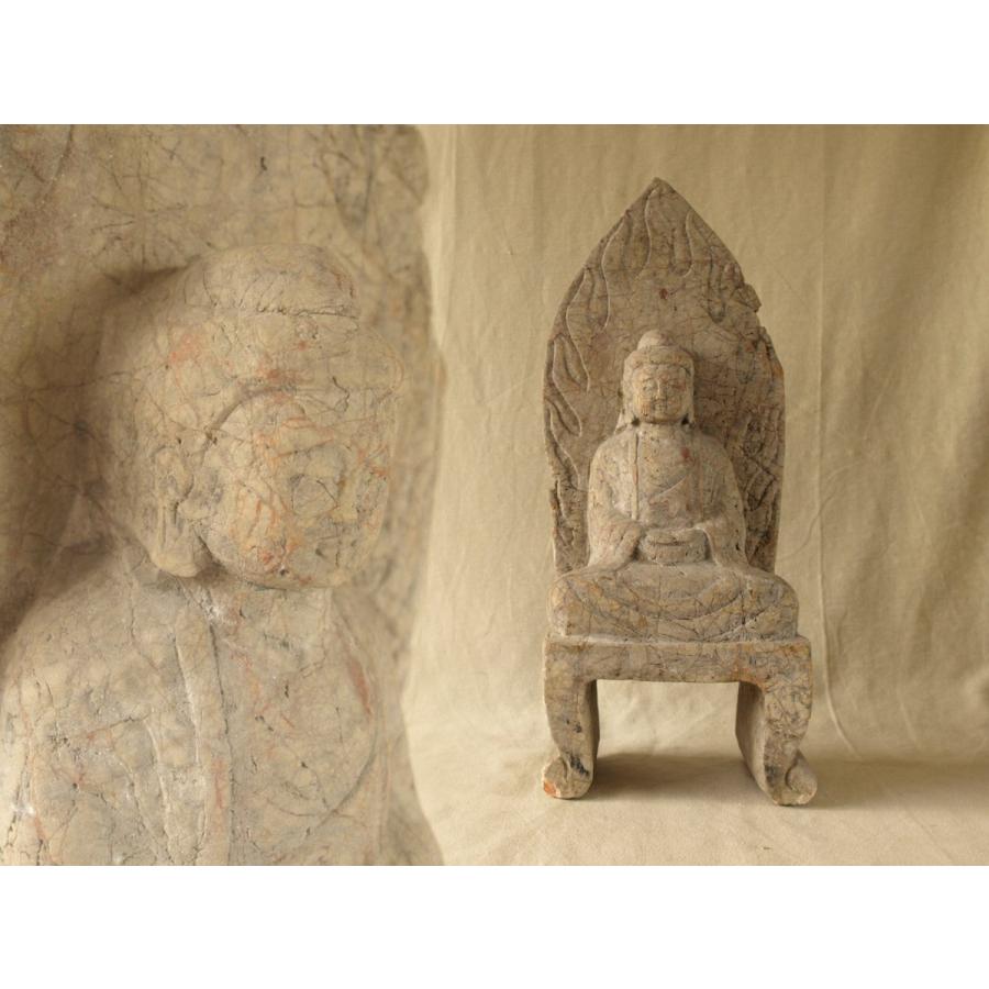 レア珍品 貴重 隋 唐時代 大日如来石仏42.5cm 仏教仏像 中国古美術