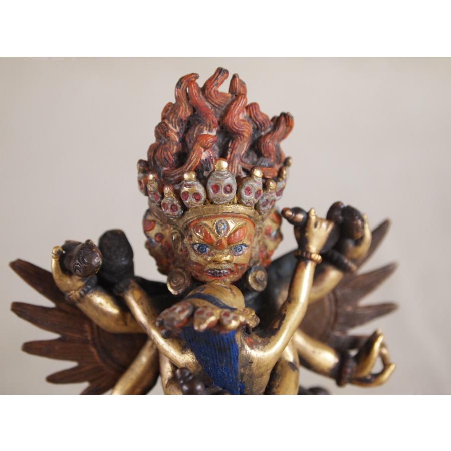 貴重 清代 絢爛豪華 金鍍金銅製歓喜仏10.5cm 男女合体仏 チベット仏