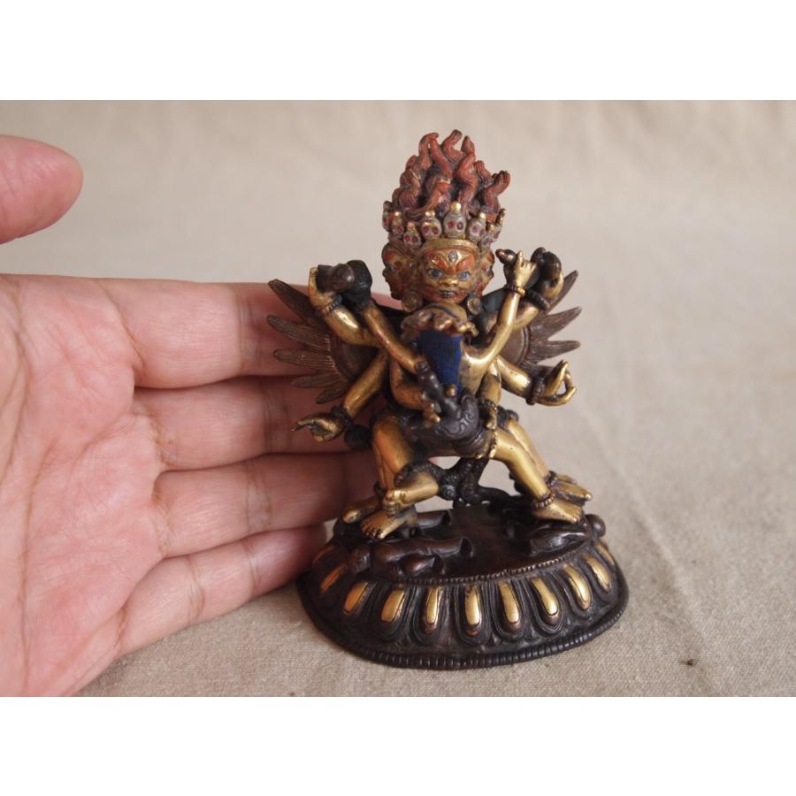 貴重 清代 絢爛豪華 金鍍金銅製歓喜仏10.5cm 男女合体仏 チベット仏