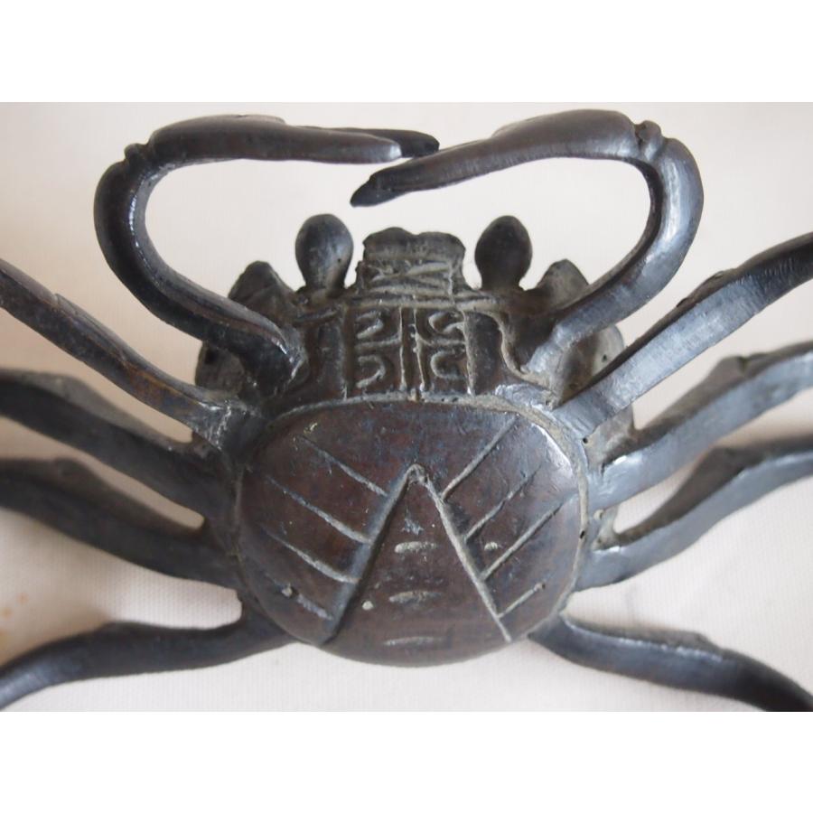 江戸時代 赤銅製蟹蓋置14.5cm 茶道 華道 盆栽 添配 吉祥 縁起物 古