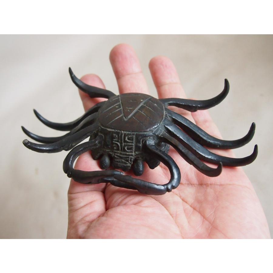 江戸時代 赤銅製蟹蓋置14.5cm 茶道 華道 盆栽 添配 吉祥 縁起物 古