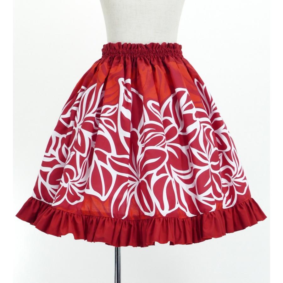 フラダンス ケイキ フリルパウスカート キッズ140サイズ レッド p59