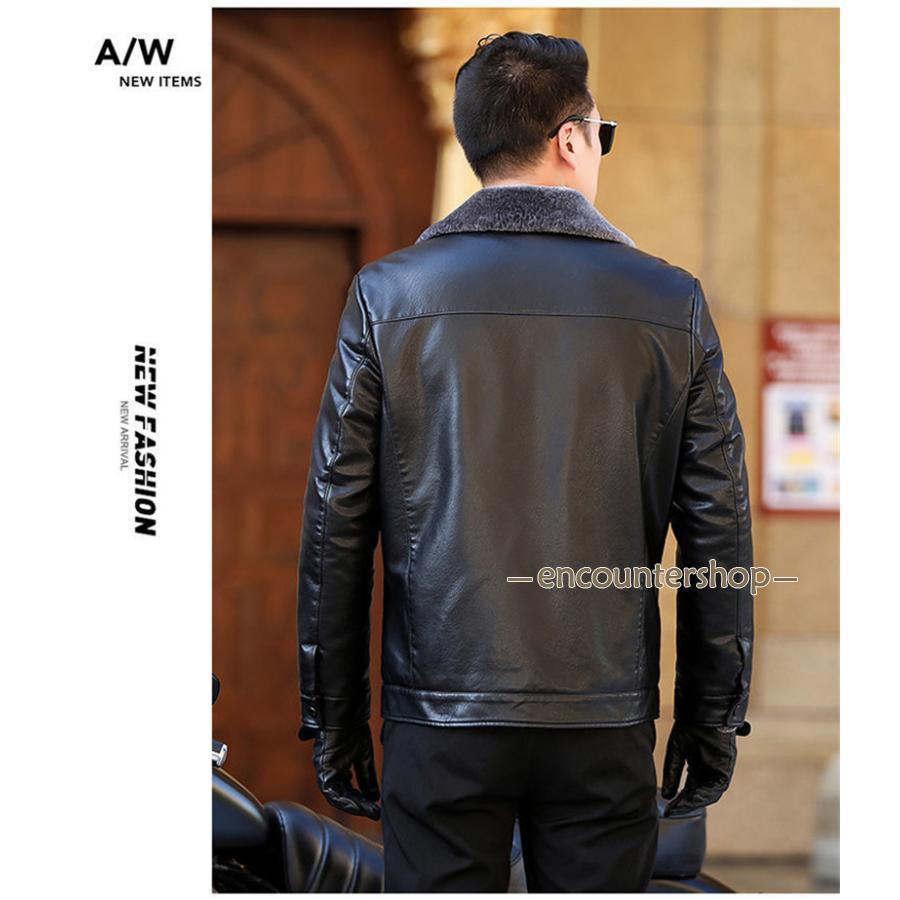 レザージャケット メンズ ライダースジャケット 本革 革ジャン 裏起毛