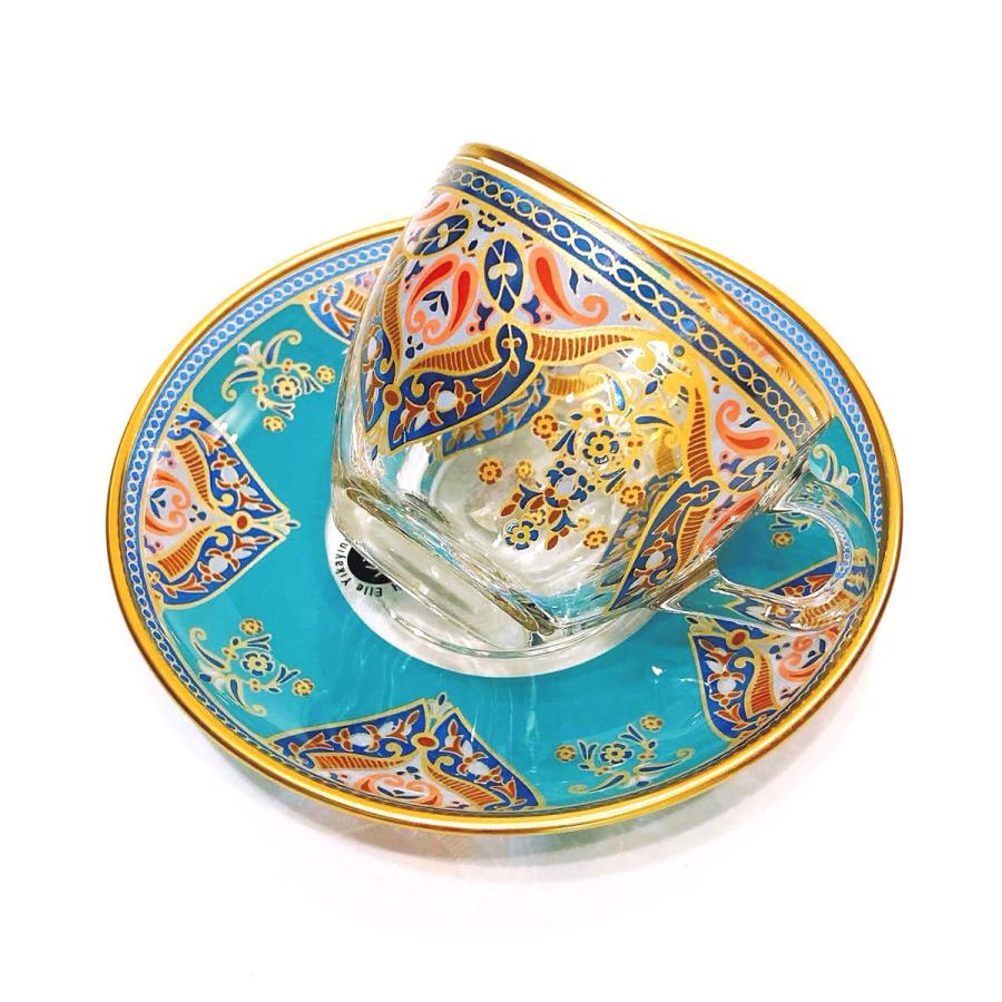 トルコ製 デミタスサイズカップ ソーサーセット 耐熱ガラス DT-07