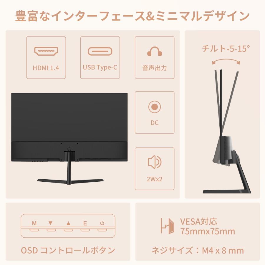 Minifire 24インチ USB-Type Cモニター IPS ディスプレイ フルHD HDR10