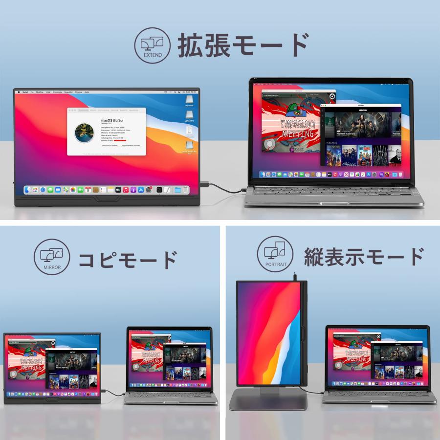モバイルモニター 15.6インチ モバイルディスプレイ ポータブル