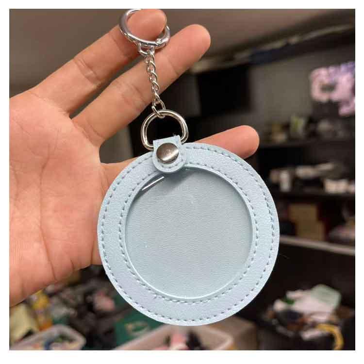 2枚セット 75mm 缶バッジカバー ポーチ 65mm PUレザー キーホルダー