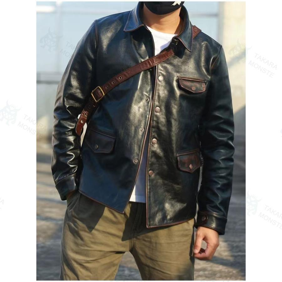 強くお勧め☆1.0mm 茶芯ホースハイド 30's ワークコート レザー