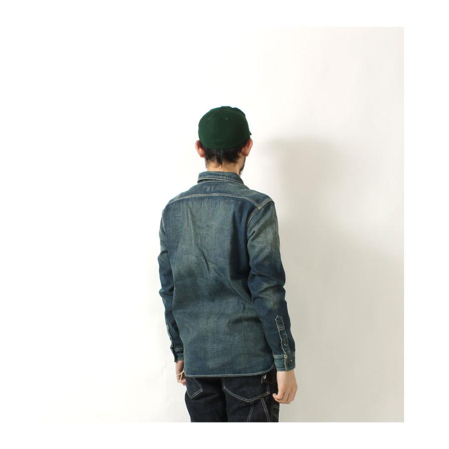 EIGHT-G（エイトジー） ワークシャツ デニム ユーズド加工 シャツ 長袖