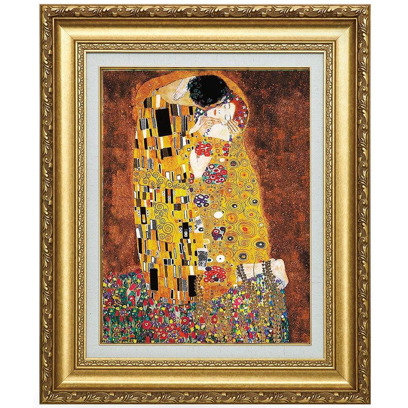 グスタフ・クリムト 接吻 6号 立体複製名画 美術品 レプリカ 絵画 額