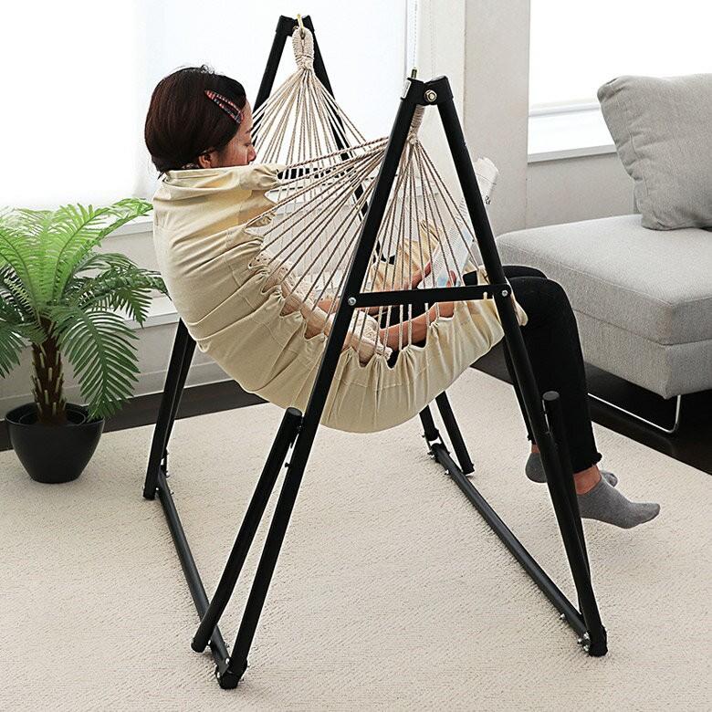 2WAY 自立式ポータブルハンモックチェア ハンモック 室内 チェアー
