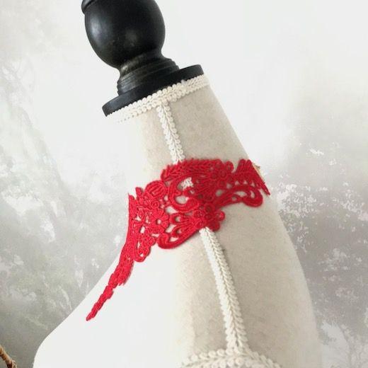 レースチョーカー チョーカー 赤 レースネックレス キラキラ レッド