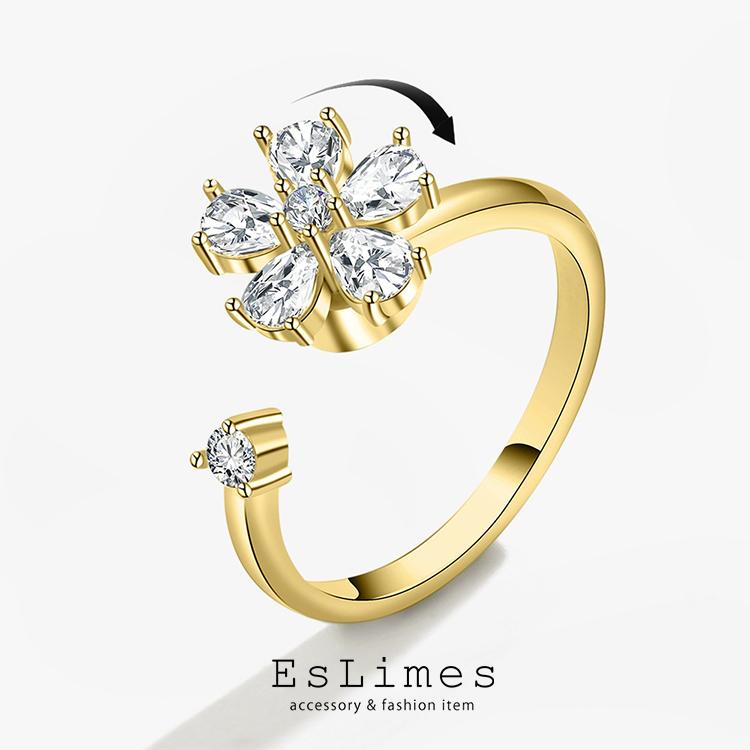 指輪 レディース お花 ダイヤリング フラワー 回る サイズフリー