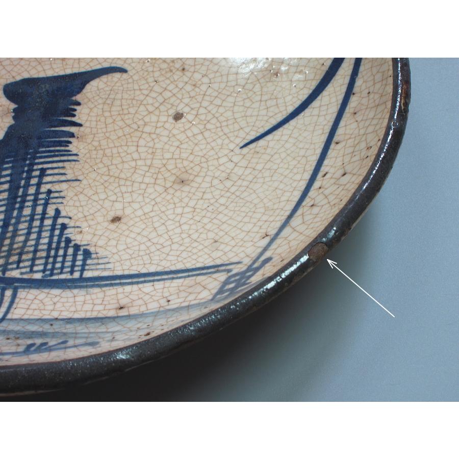 瀬戸染付 絵瀬戸干網図平鉢 江戸時代後期／19世紀 : 茶道具商 越中屋